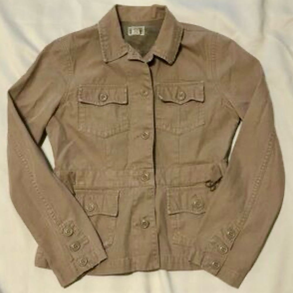 Lucky Brand Tan Utility Jacket with a Distressed Design Like New Large